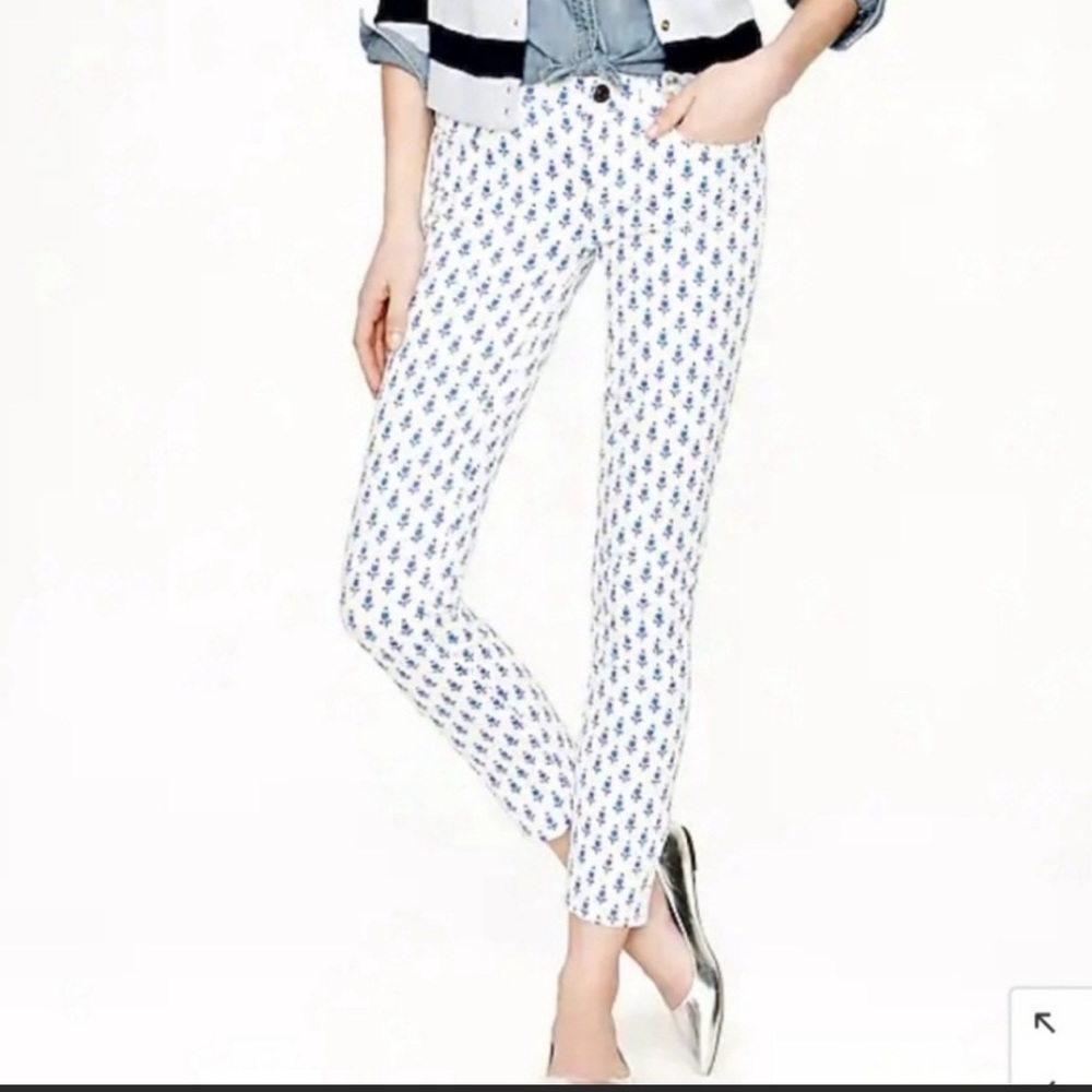 J. Crew | Toothpick Ankle Jeans in Blue Thistle Print - Picture 1 of 8